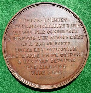 Lord Bentinck, death 1848, bronze medal by B Wyon