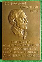 rance, Fondation Carnegie, bronze plaque medal awarded 1927, by Louis Dejean