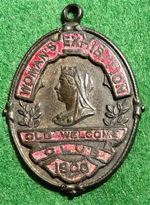 London, Earls Court Womans Exhibition, Old Welcome Club 1900, bronze and red enamel medal