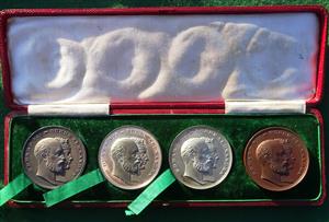 Edward VII, Coronation 1902, a cased set of four medals by T Pope & Co