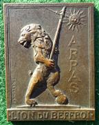 France, Great War, The Belfry Lion of Arras, bronze medal by F Rasumny