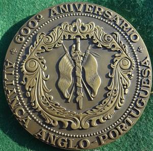 Portugal, Anglo-Portuguese Alliance 1973, 600th  Anniversary, large bronze medal by Vasco Berado