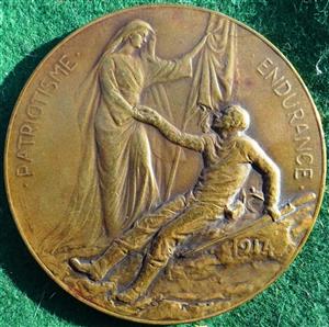 Belgium, Great War, Cardinal Mercier, bronze laudatory medal 1914 by J Jourdain