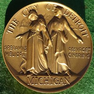 USA, Michigan, The City of Detroit, bronze medal (1963) by the Medallic Art Company of New York after Marshall Fredericks