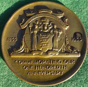USA, New Jersey, Newark, Firemens Insurance Company, Centenary 1955, bronze medal