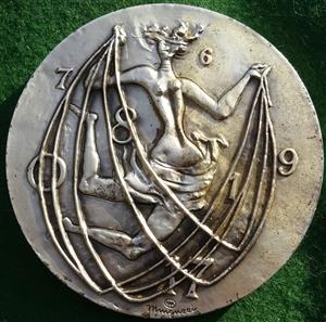 Italy, La Fortuna di Saint-Vincent 1980 by Stefano Johnson & Co., after Luciano Minguzzi, large silvered bronze medal