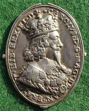 Charles I, silver Royalist badge by Thomas Rawlins circa 1649