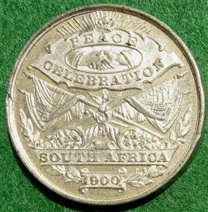 Boer War, Peace Celebration 1900, white metal medal