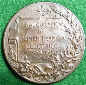 Uruguay, Montevideo, First Electric Tramway inaugurated 1906, bronze medal
