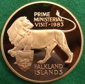 Margaret Thatcher, Visit to Falkland Islands 1983, proof bronze medal by Philip Nathan for Spink