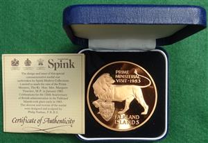 Margaret Thatcher, Visit to Falkland Islands 1983, proof bronze medal by Philip Nathan for Spink