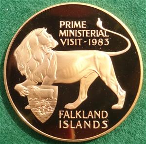 Margaret Thatcher, Visit to Falkland Islands 1983, proof bronze medal by Philip Nathan for Spink