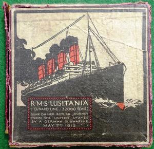 British Lusitania Medal 1915, iron, after Karl Goetz, in original box with propaganda leaflet