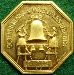 France, Good Wishes souvenir medal circa 1900, bronze-gilt