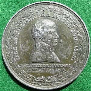 France, Battle of Marengo and the Death of General Desaix 1800, lead medal by Brenet & Auguste