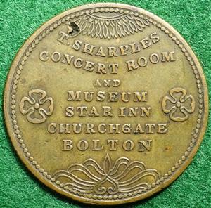 Lancashire, Bolton, Thomas Sharples Concert Room & Museum, Star Inn, bronze advertising medalet circa 1850