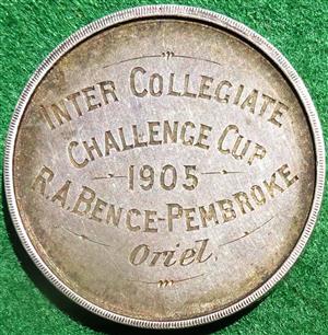 Oxford University,  Amateur Football Club, silver prize medal awarded 1905 to R.A. Bence-Pembroke (Oriel College)