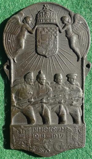 Austria, Great War, In Memoriam 1914-1917, uniface bronze plaque