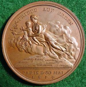 France, Peace of Paris 1814, bronze medal by Loos