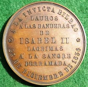 Spain, Isabel II (1833-68), Lifting of the Siege of Bilbao 1836, bronze medal by P Lévèque