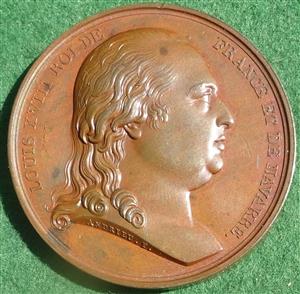 France, Louis XVIII enters Paris 1814, bronze medal by Andrieu & Brenet