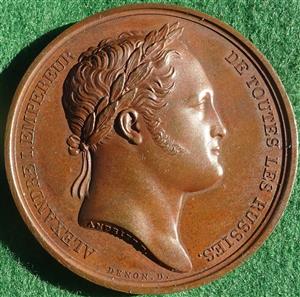 France  / Russia, visit of Tsar Alexander I to Paris 1814, bronze medal by Andrieu