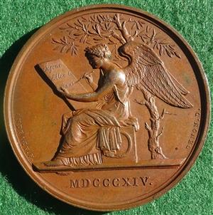 France  / Russia, visit of Tsar Alexander I to Paris 1814, bronze medal by Andrieu