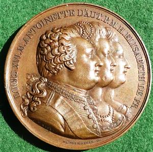 France, Tribute to the French Royal Family 1794, bronze medal by de Puymaurin