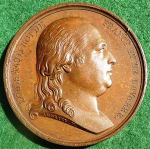 France, Louis XVIII, Constitutional Charter 1814, bronze medal by Andrieu