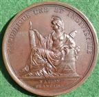 France, The Indivisible Republic and the New French Era 1792, bronze medal by B Duvivier