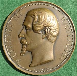 France, Napoleon III, Accession to the Empire and Paris Proclamation 1852, large bronze medal by Oudiné