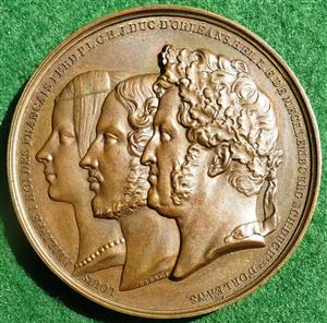 France, Rhone Department, Congratulatory medal, Marriage of the Duke d’Orléans to Princess Hélène of Mecklenburg-Schwerin 1837, bronze medal