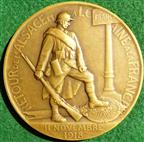 France, Return of Alsace and Lorraine to France 1918, bronze medal , by P Roger Bloche