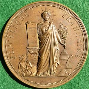 France, Jules Grévy elected President 1879, large bronze medal by E A Oudiné