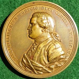 United States of America, General Nathanael Greene, Victory at Eutaw 1781, bronze medal by Augustin Dupré for the Comitia Americana series, late 19th century or later restrike