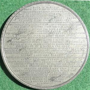 France, Napoleon Bonaparte, Burial on St Helena 1821, white metal medal by Thomason & Jones