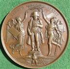 France, Louis Philippe I, Napoleon's statue reinstated on the Vendome column 1833, large bronze medal by J-F Domard