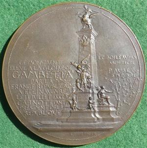 France, Leon Gambetta (politician), Monument erected 1888, bronze medal by S E Vernie