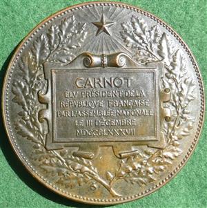 France, Sadi Carnot elected President 1887, bronze medal by Alphée Dubois