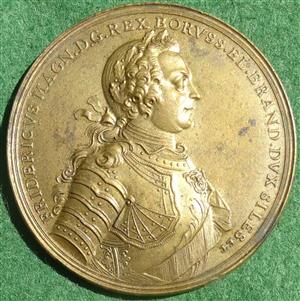 Germany, Prussia, Frederick the Great, the battle of Prague 1757, brass medal by Johann Georg Holtzey