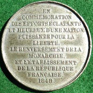 France, Revolution & Monarchy overthrown 1848, white metal medal by Allen & Moore