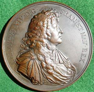 France, Louis XIV, Tournai & Courtrai captured 1667, large bronze medal by Mauger, late 19th century restrike