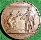 France, Louis XVIII enters Paris 1814, bronze medal by Andrieu, Puymaurin &  Desboeufs