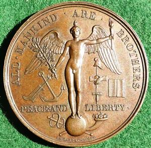 France, Revolution of 1830, bronze medal, English legends,  by Gayrard &  Caqué