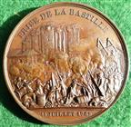 France, French Revolution 1789, Storming of the Bastille 1789 & Vincennes Prison, bronze medal dated 1844 by E Rogat