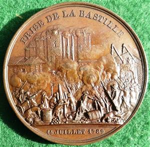 France, French Revolution 1789, Storming of the Bastille 1789 & Vincennes Prison, bronze medal