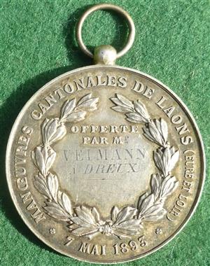 France, Eure et Loir, Laons, Manoeuvres Cantonales, awarded at Dreux 1893, silver firemen meda