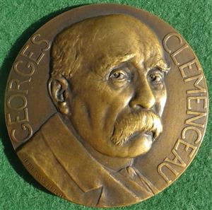 France, George Clemenceau, Armistice Day 1918, bronze medal by J-P Legastellois,