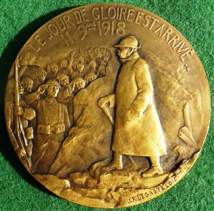 France, George Clemenceau, Armistice Day 1918, bronze medal by J-P Legastellois,