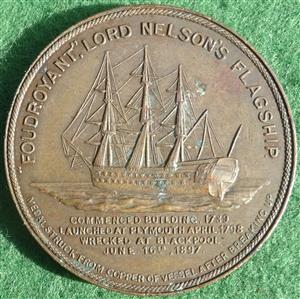 Nelson, Foudroyant medal 1897, bronze medal struck from metal obtained from the wreck